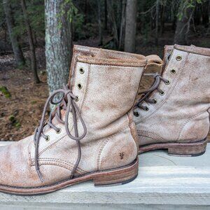 Frye Veronica Combat Boot Distressed Leather